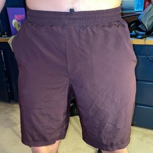 Burgundy lululemon athletic shorts